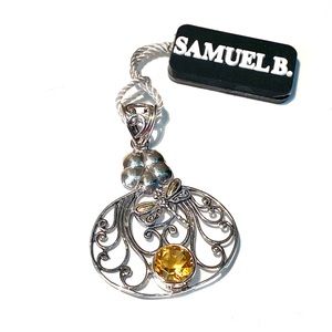 New Samuel B. Citrine, Sterling & 18k Gold Pendant